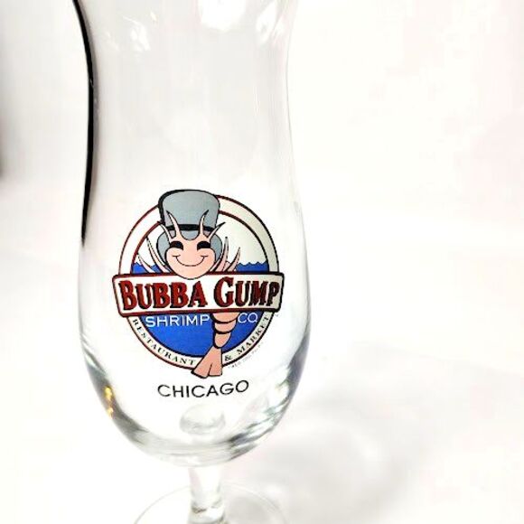 Set 3 Bubba Gump Shrimp Co Chicago Hurricane Glasses 9.75" Tall Restaurant - Picture 4 of 6